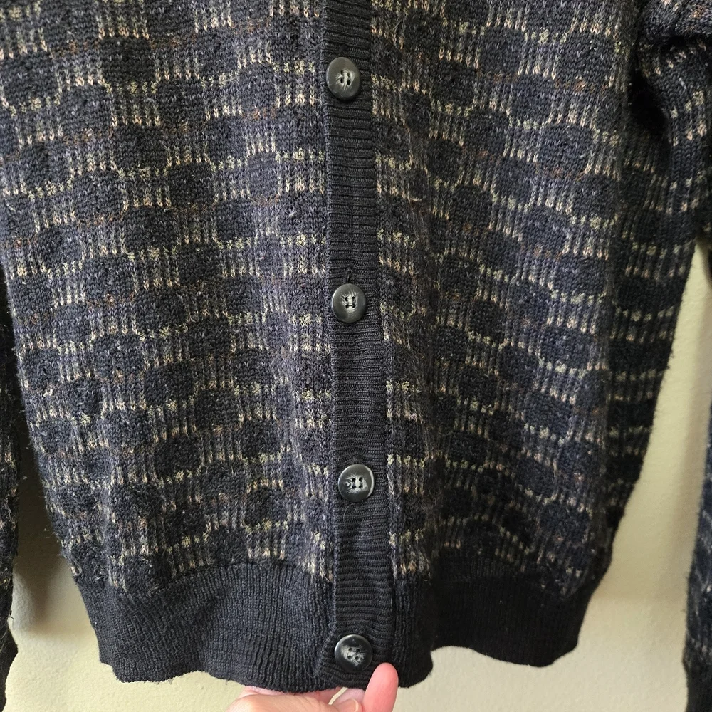 Classic Checkered Towncraft Cardigan Large Grandpa Sweater Oversized Chunky Knit